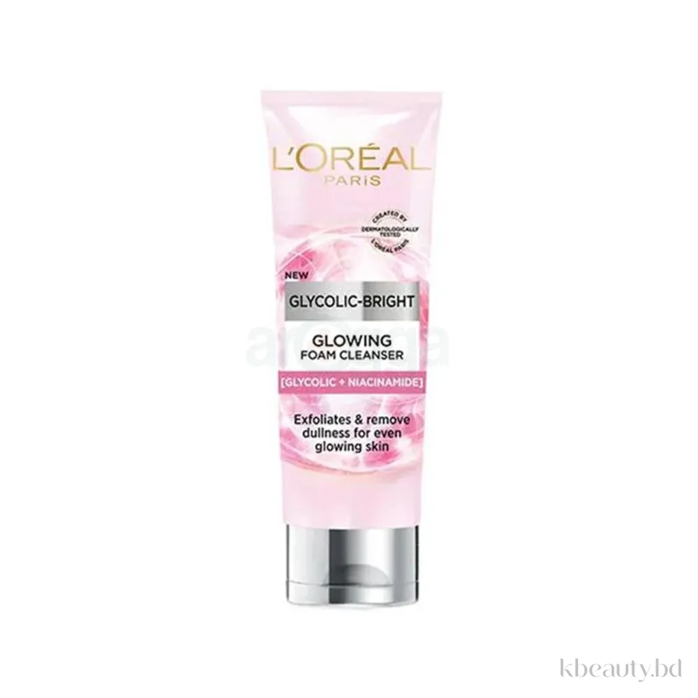 L'Oréal Paris Glycolic Bright Glowing Foam Cleanser with Glycolic Acid & Niacinamide 100ml