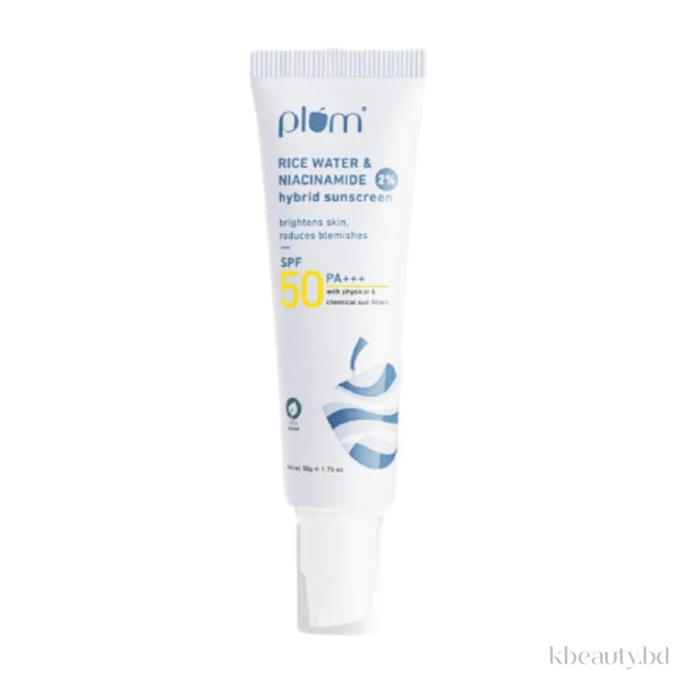 Plum 2% Niacinamide & Rice Water Hybrid Face Sunscreen With SPF 50 PA+++ 50g